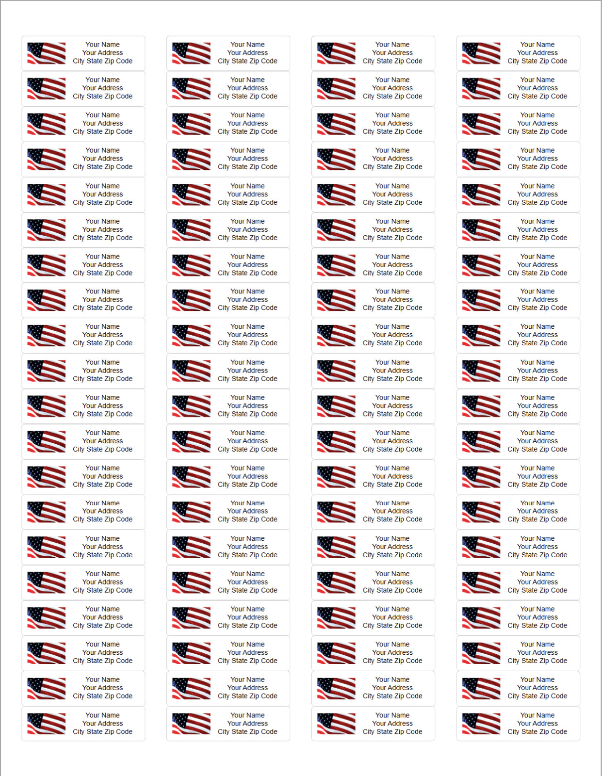 400 Personalized Mailing Address Labels American USA Flag 3 Lines FREE SHIP