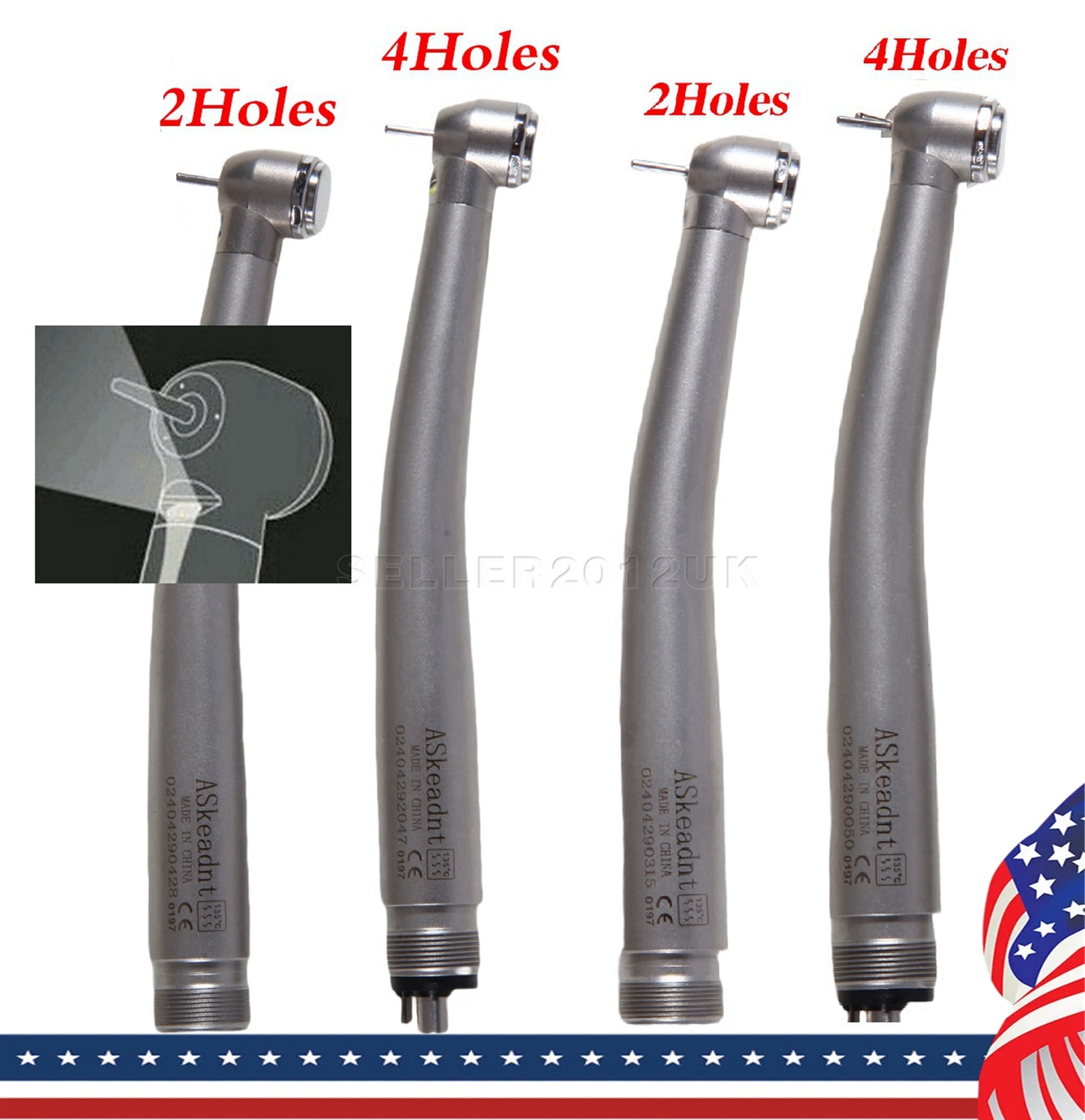 ASkeadnt Dental Fiber Optic LED E-generator / High Speed Handpiece 2HOLE/4HOLE