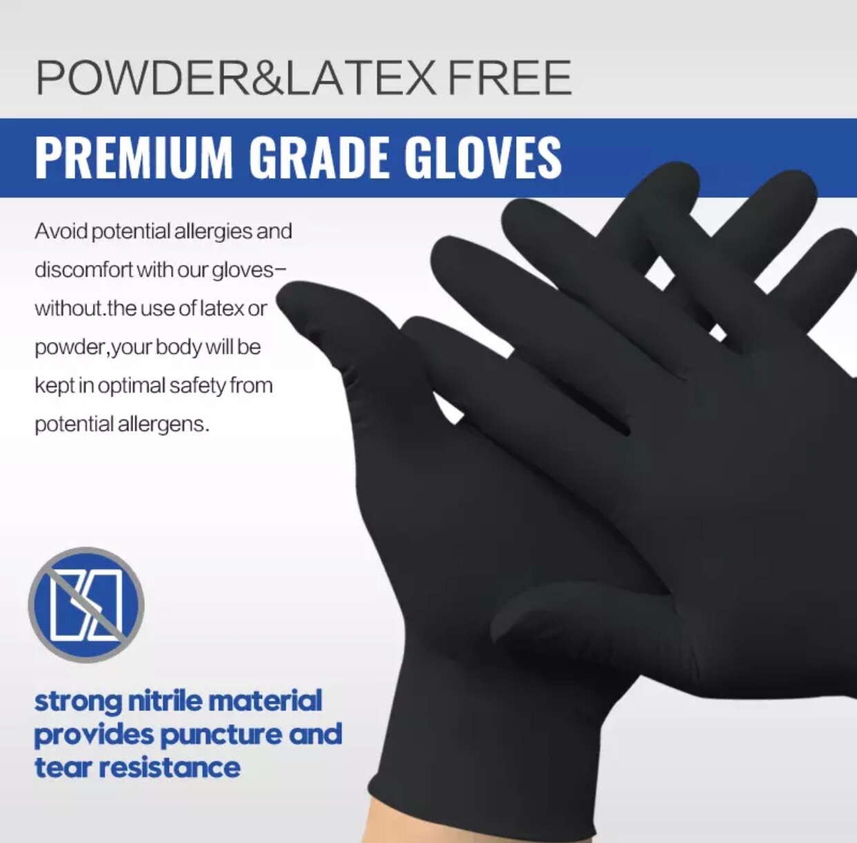 Schneider Black Nitrile Gloves 4 Mil Latex & Powder Free