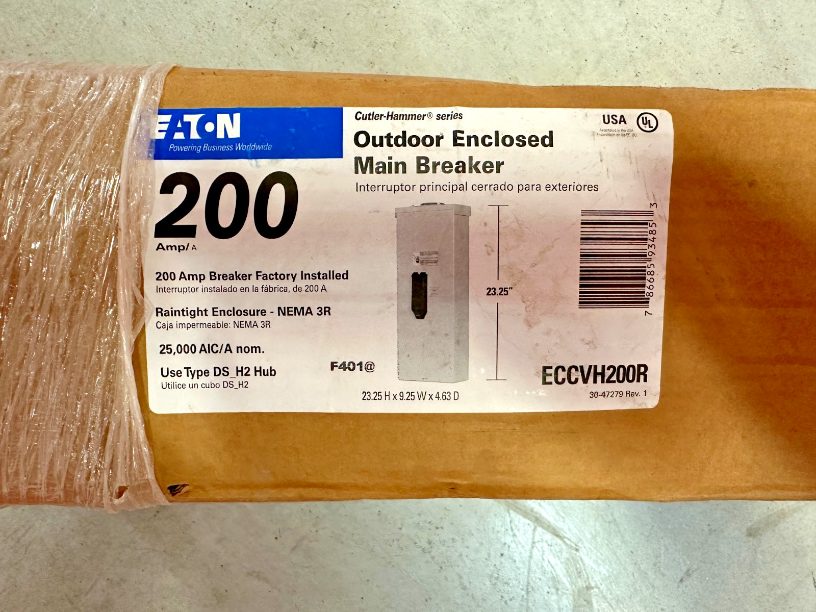 Eaton ECCVH200R 200 Amp Outdoor Enclosed Main Breaker – NEMA 3R Rainproof – NEW