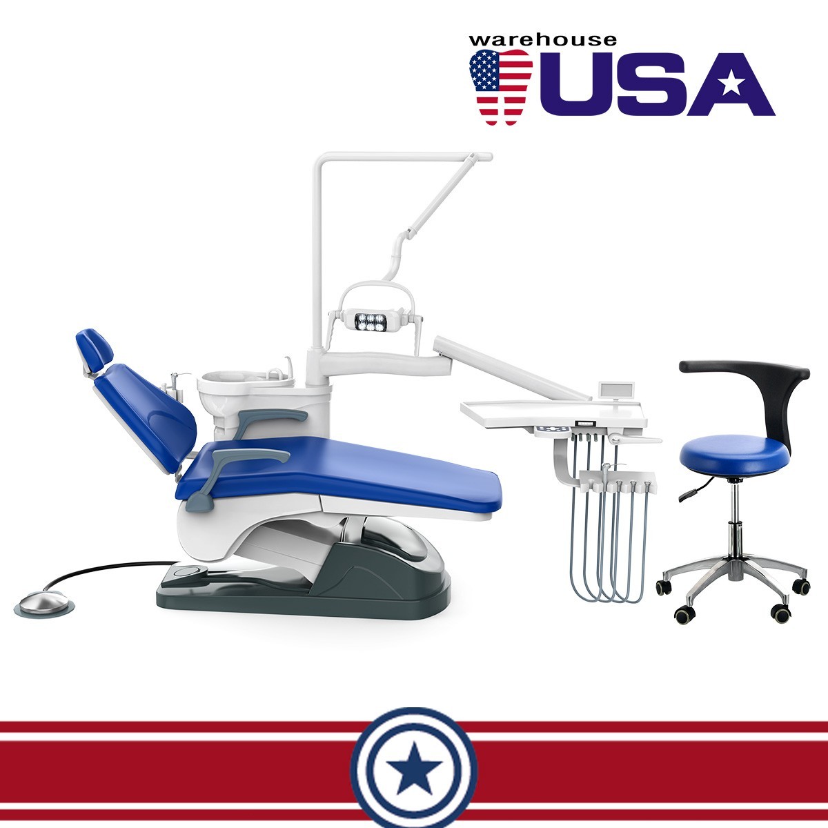 Dental Unit Chair Computer Controlled DC Motor PU Hard Leather &Doctor Stool FDA