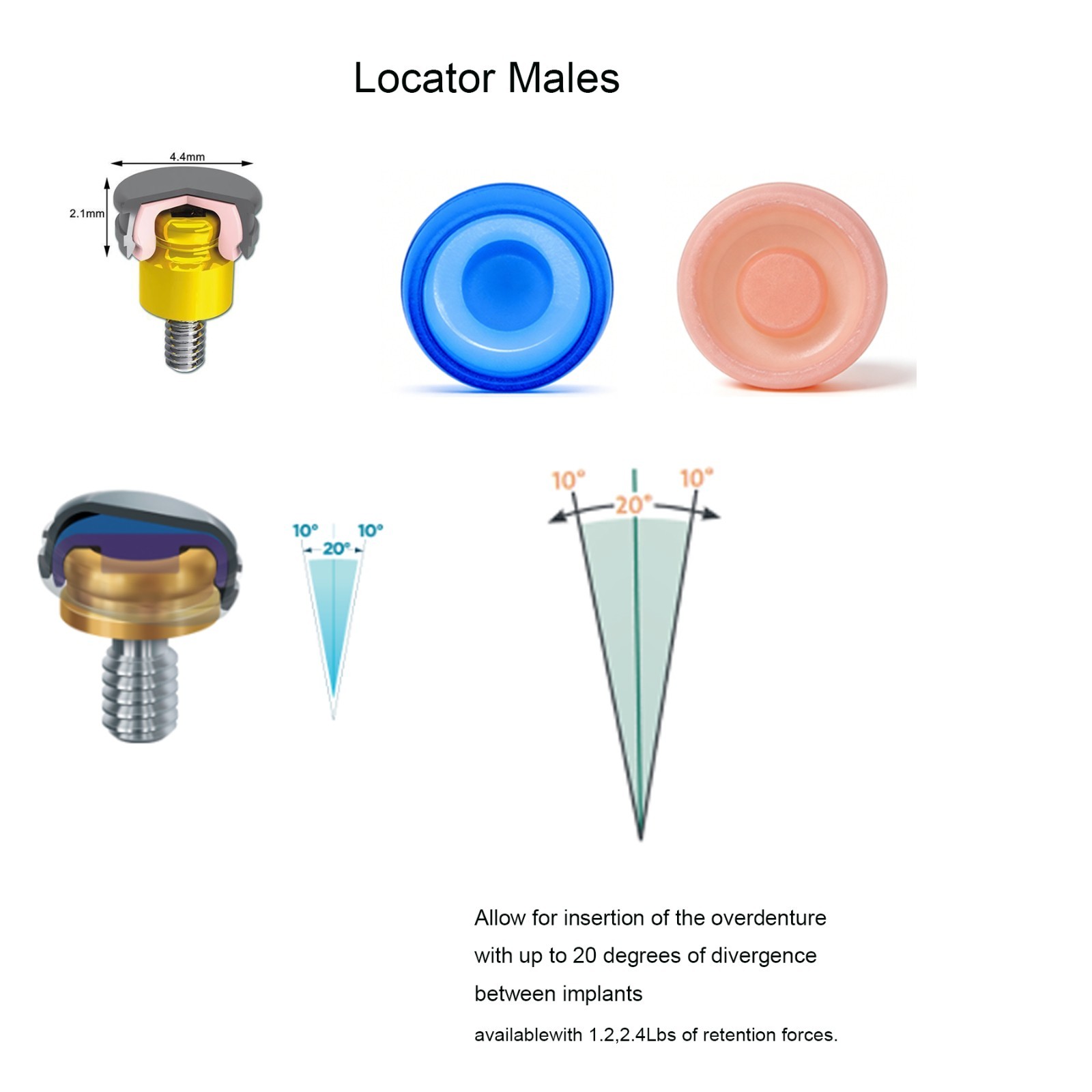 US Locator Extended Standard Range Inserts Retention cap For zest overdenture
