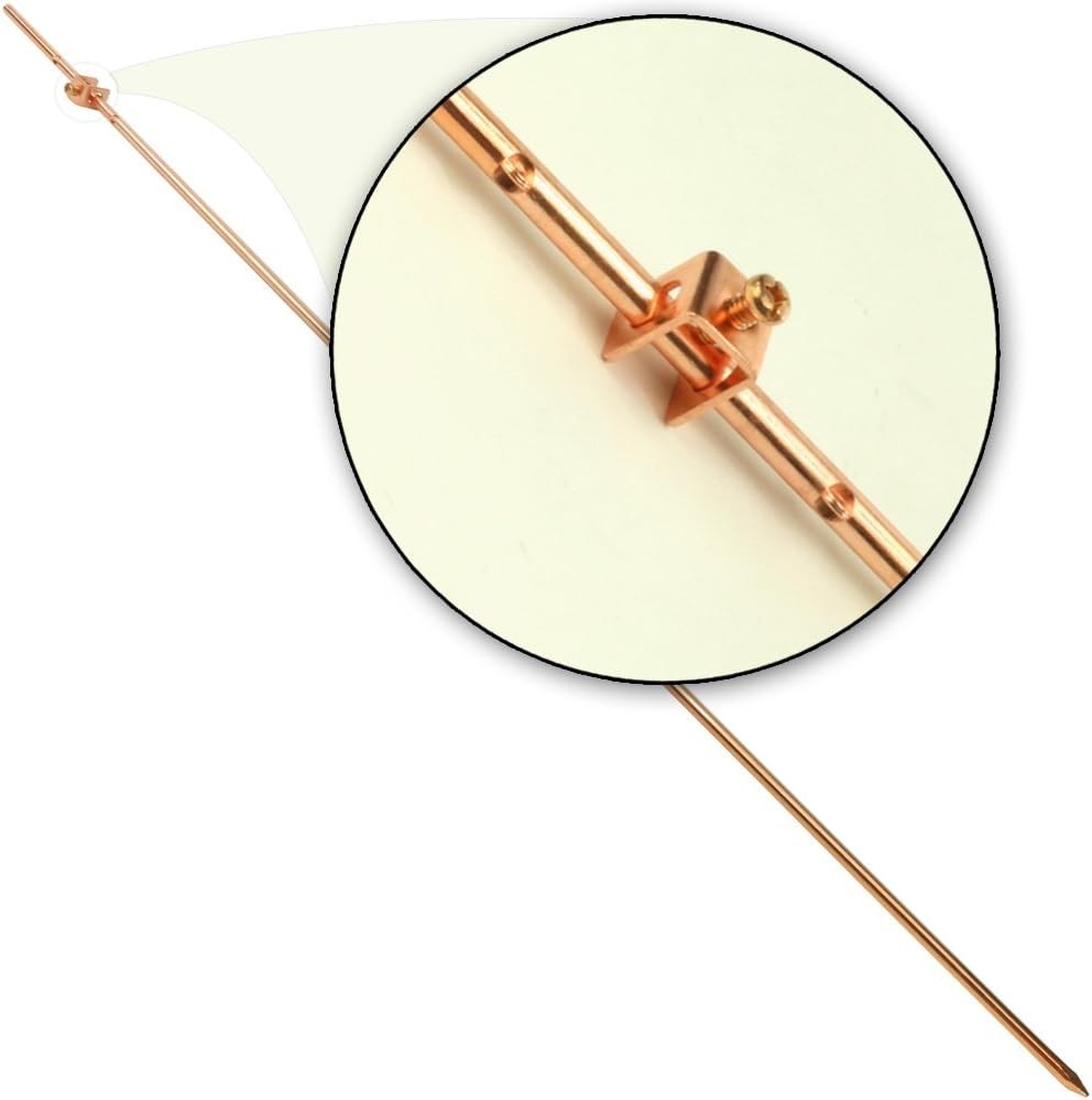 – 4ft Ground Rod with Attached Wire Clamp | Copper Grounding Rod Protects Electr
