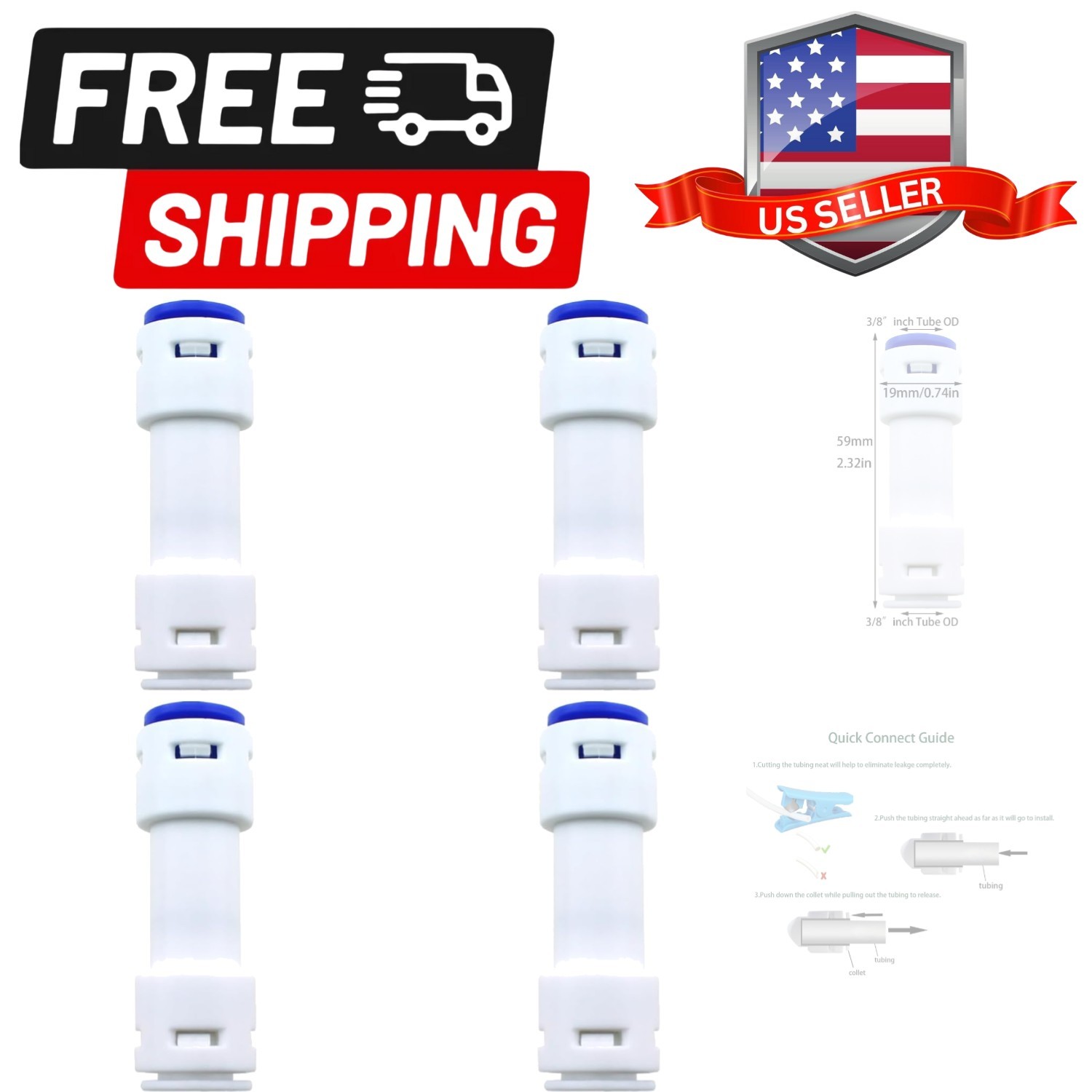 4pcs 3/8 Inch Inline Connection Check Valve Plastic Connection Check Valve fo…