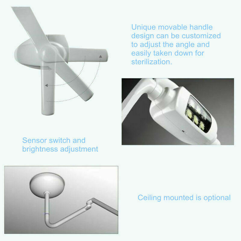 Ceiling-Mounted Dental Exam Operation Light Induction Lamp 6 LED Lens with Arm