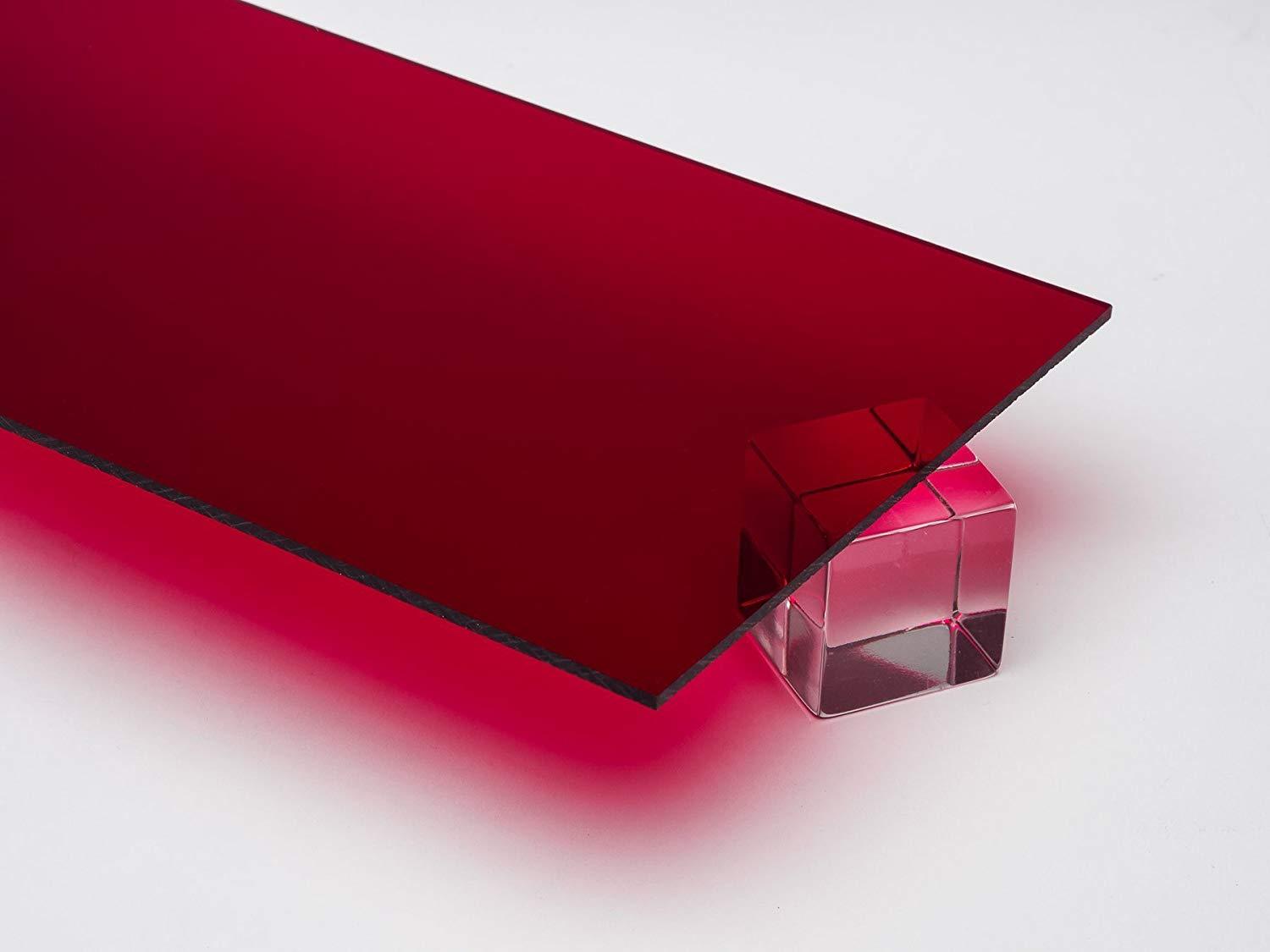 2 PACK 1/4″ Transparent Dark Red Acrylic Plexiglas Sheet 8″ x 12″ Cast Acrylic