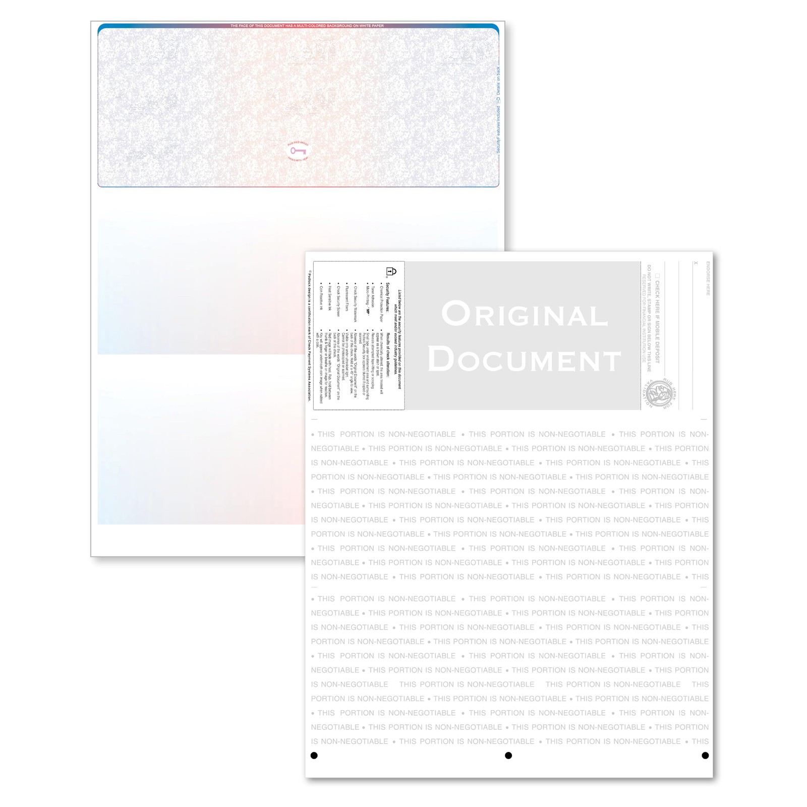 250 Blank High Security Top Computer Checks Blue Red Prismatic Design