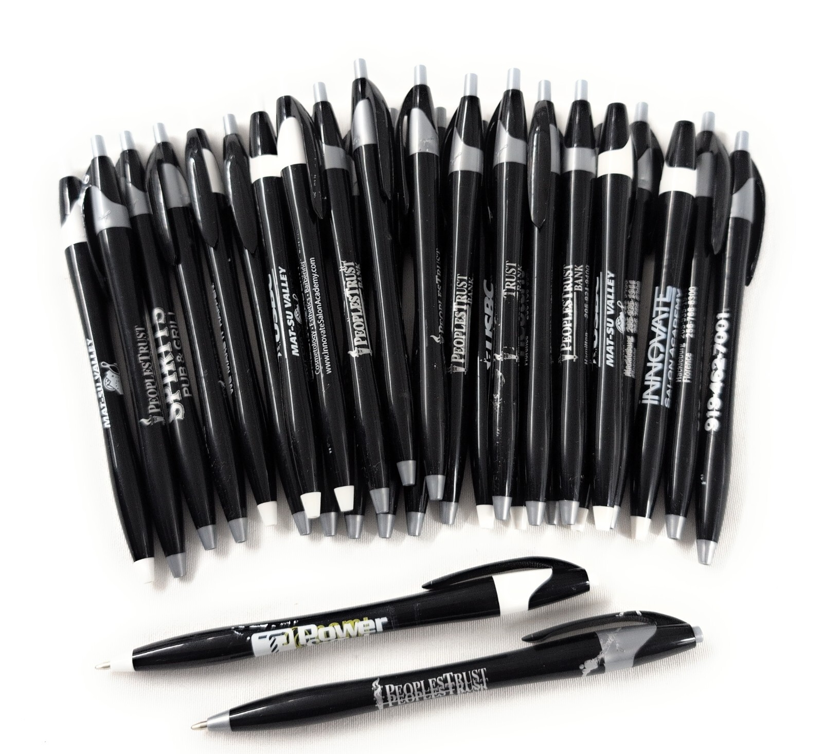 30ct Mixed Lot Misprint Click Pens JAVALINA Hub Pen MONOCHROME Black/White/Gray