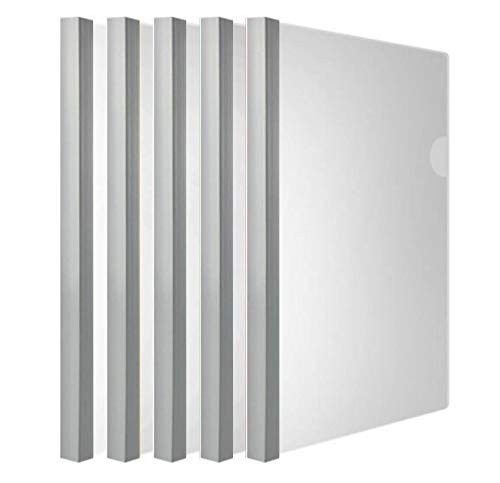Clear Report Covers with Solid Color 14mm Sliding Bar 10 pcs, Solid-white
