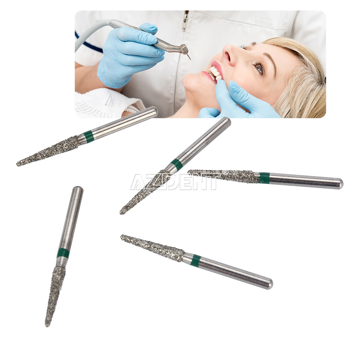 100 Types AZDENT Dental FG Diamond Burs Friction Grip for High Speed Handpiece
