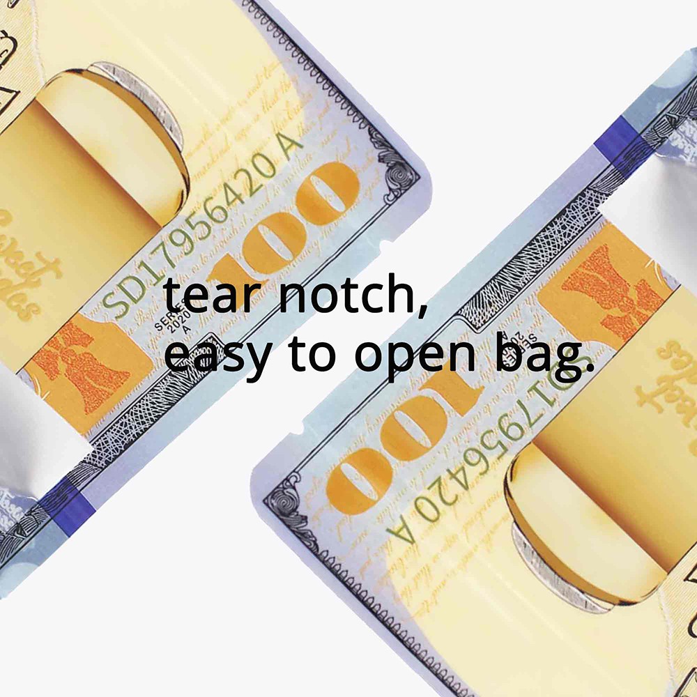 Smell Proof Food Grade Mylar Bags 100pcs Zip Seal 3.5g Foil Stand Up Pouches