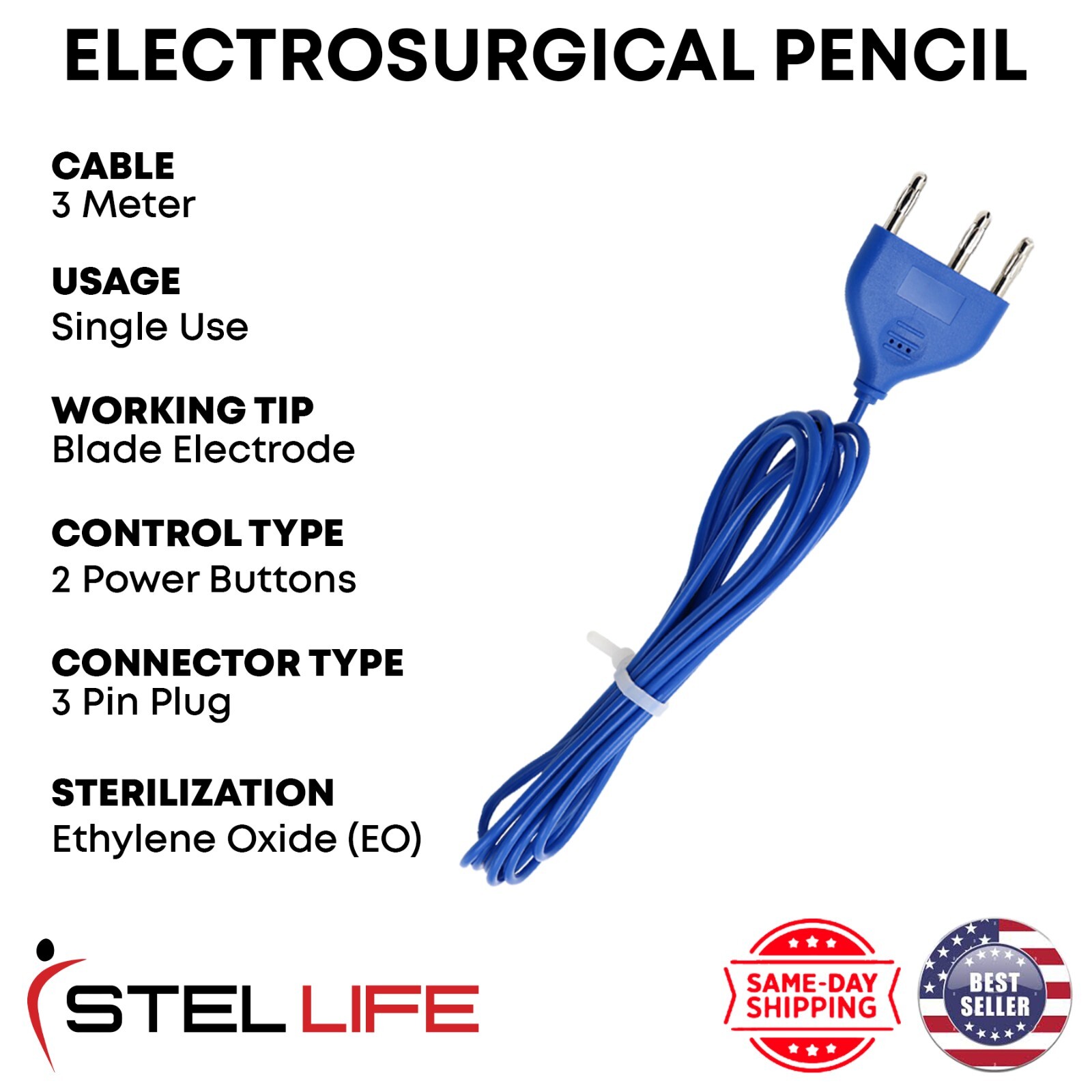 Diathermy ESU Cautery 25 Pcs Box Electrosurgical Pencil with Blade Electrode