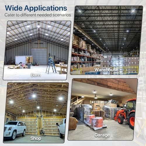 LED High Bay Lights: 200W 5000K LED Shop Lights 28000LM 6 Packs AC100-277V with