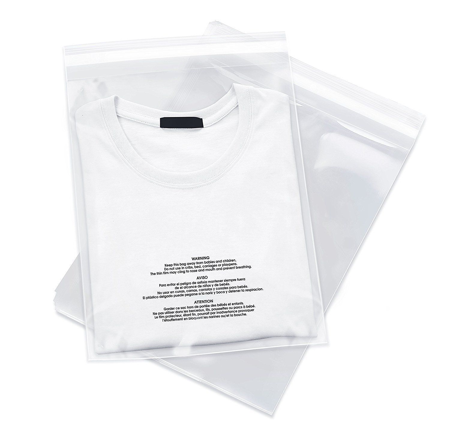 1000 10×13 Poly Bags Resealable Suffocation Warning Clear Merchandise 1.5 mil