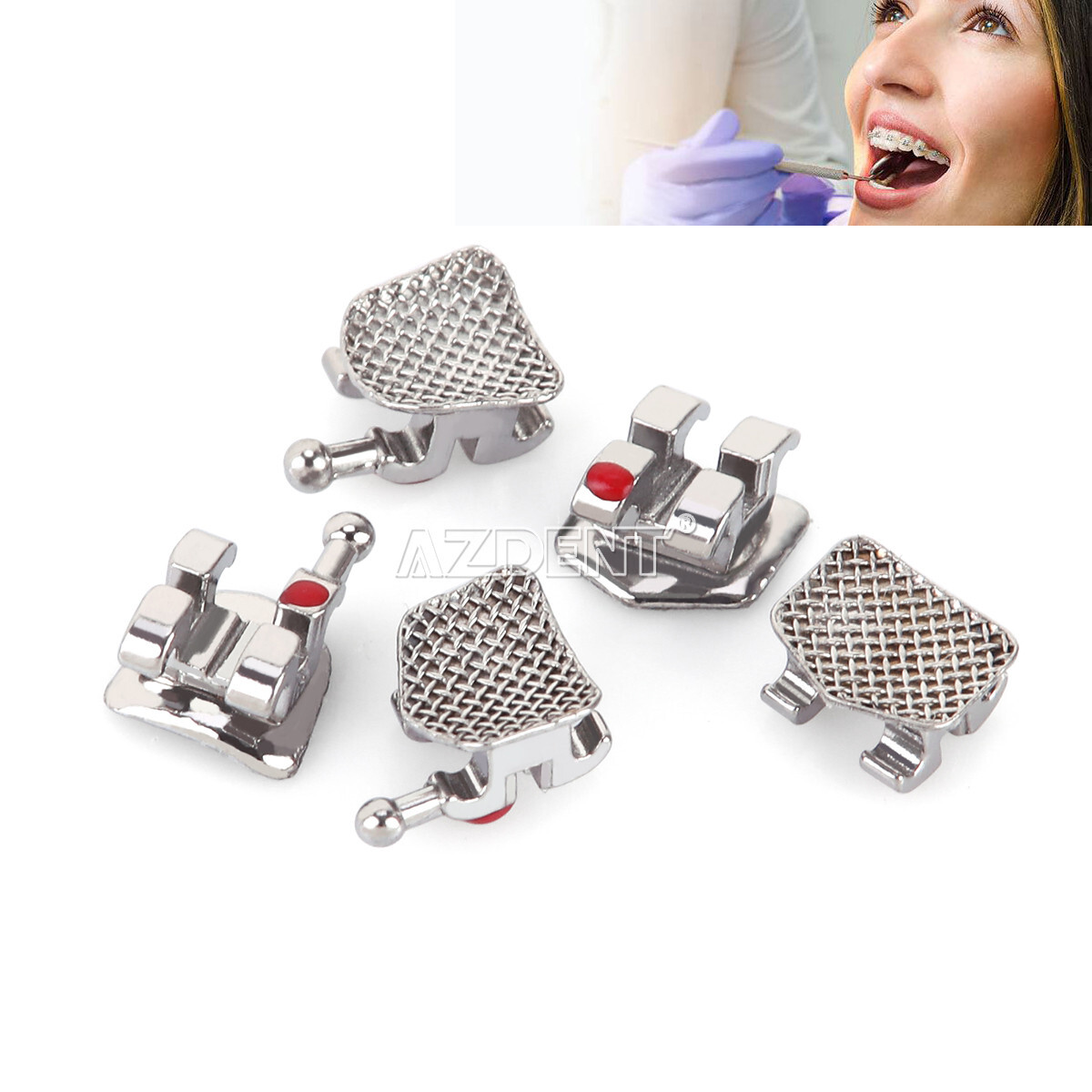 10 Packs AZDENT Dental Orthodontic Metal Brackets Braces Mini Roth.022 Hooks 345
