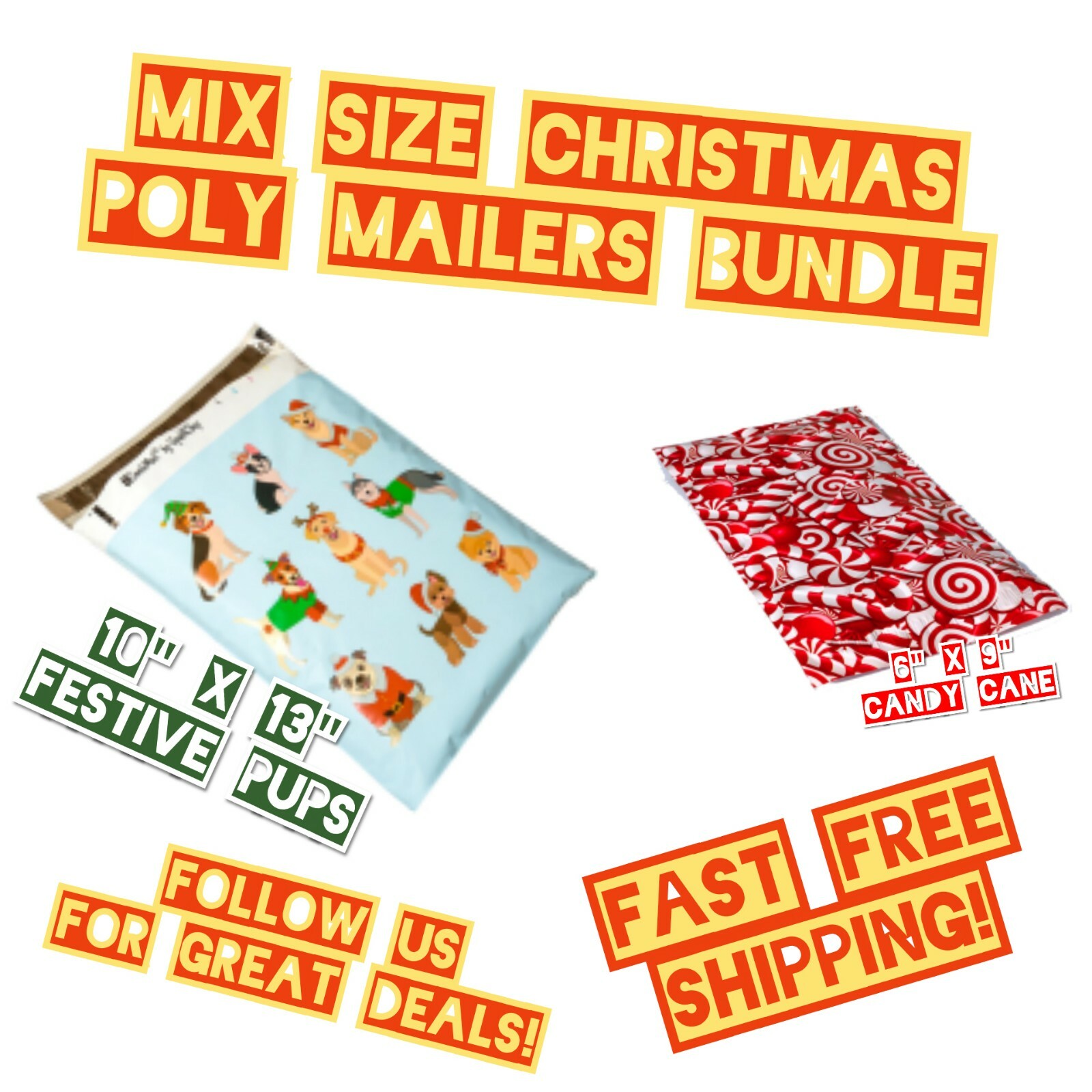35 Poly Mailers Two Mix Size Christmas Variety Pack Shipping Envelopes