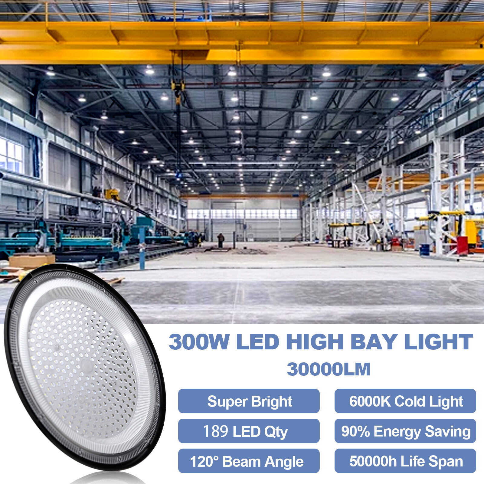 10 Pack 300W UFO LED High Bay Light Shop Industrial Commercial Factory Warehouse