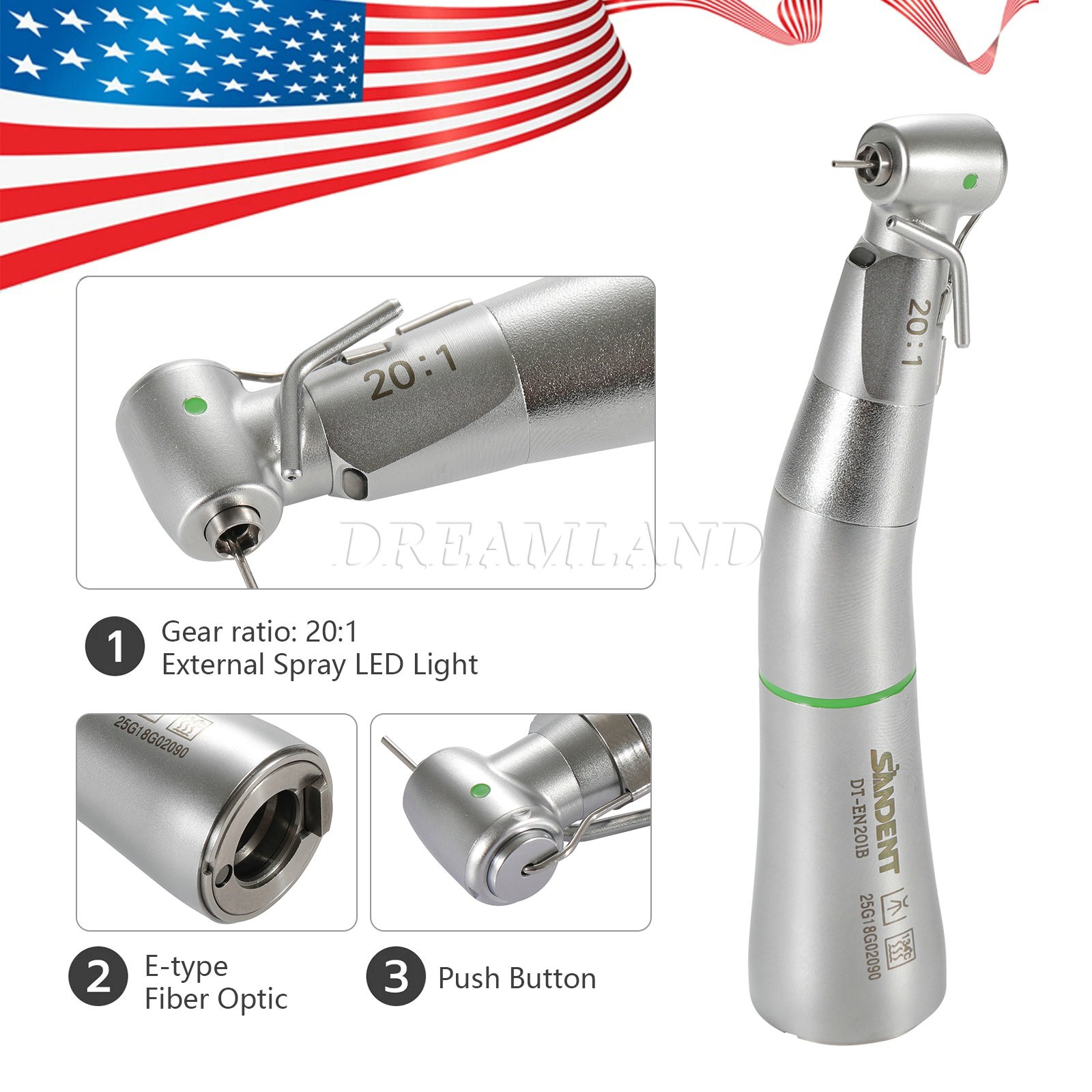 Surgical Handpiece Dental 20:1 Implant Contra Angle Fit SURGmatic S201XL SANDENT