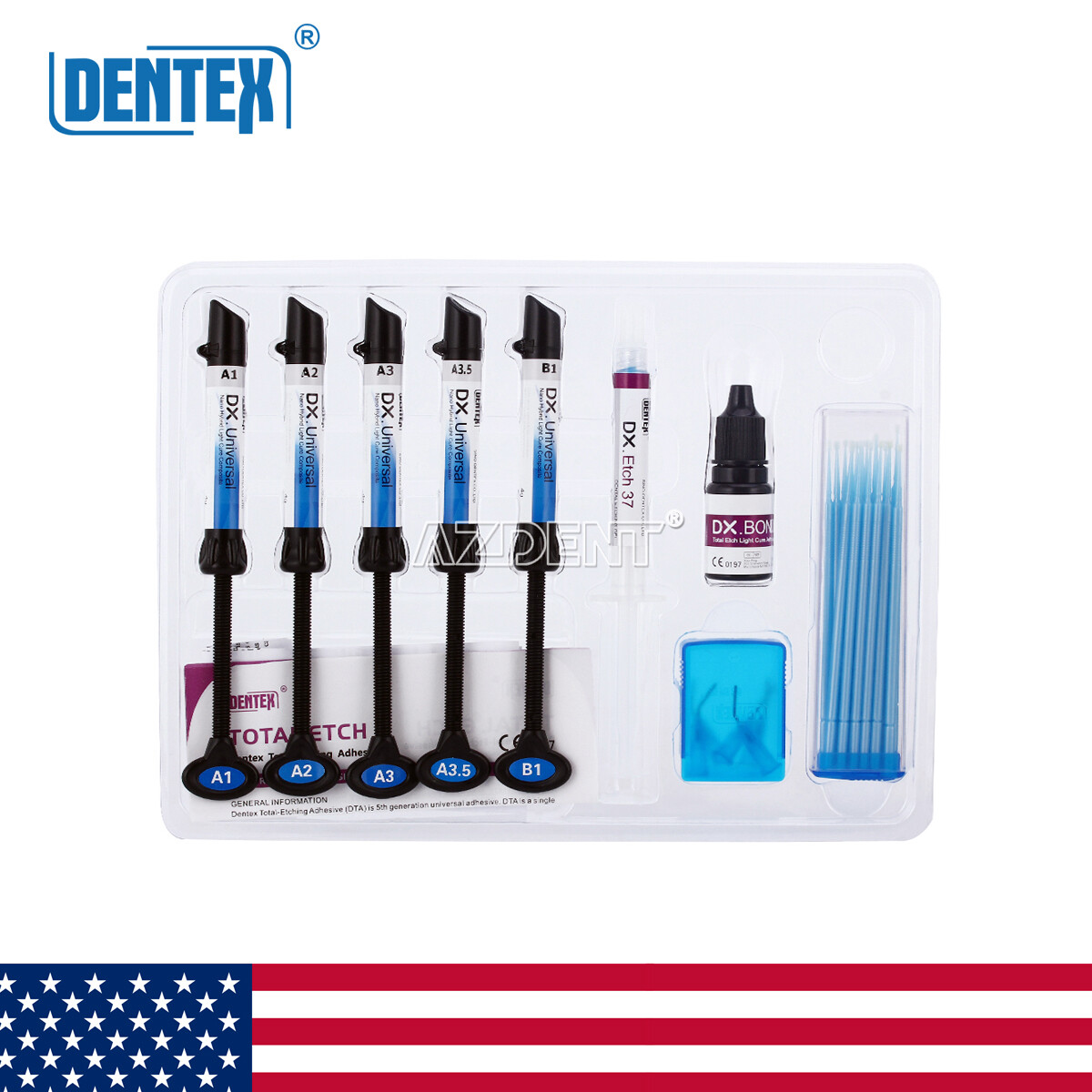 DENTEX Dental Universal Total Etching Adhesive Light Cure Composite Resin Kit