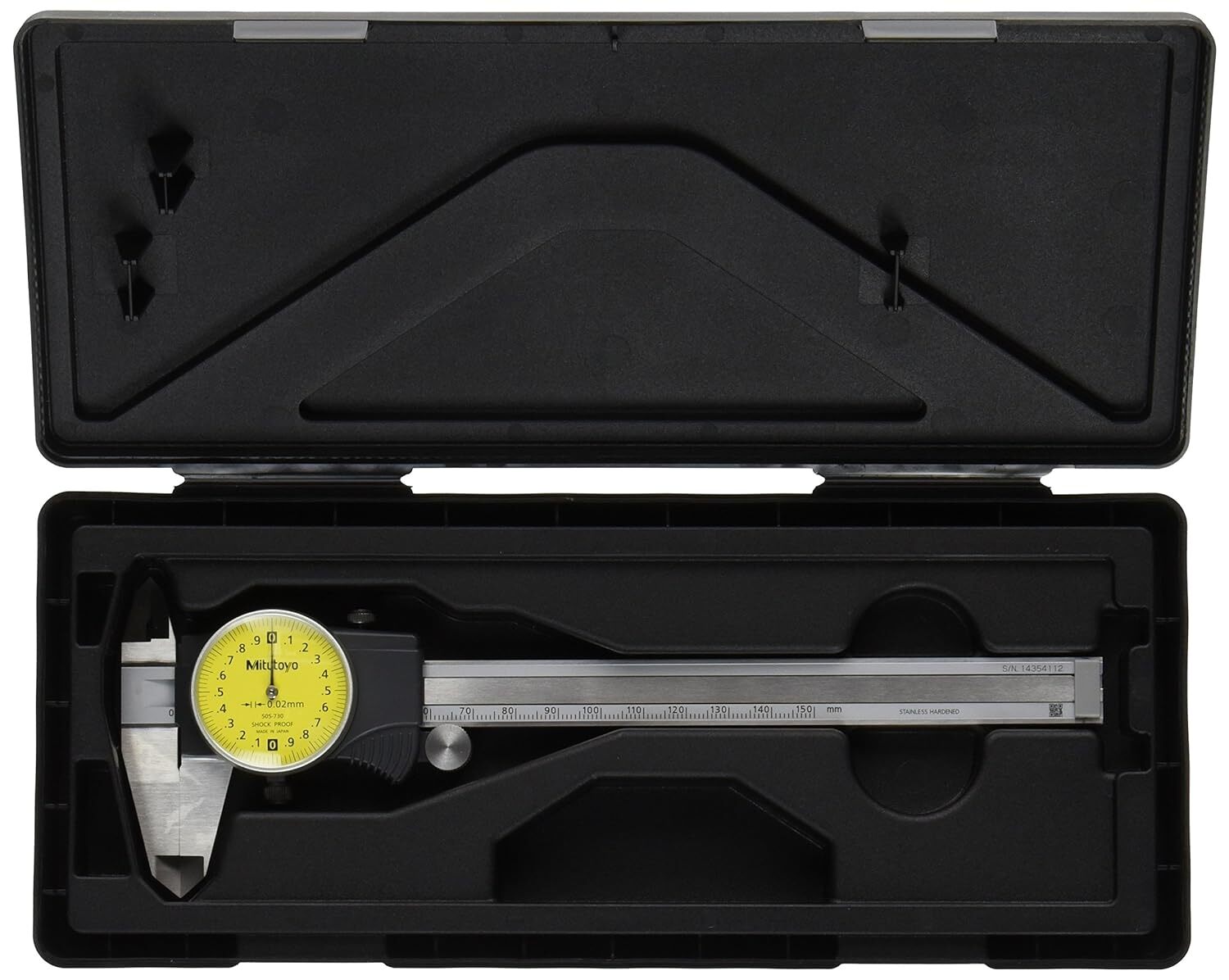 Mitutoyo 505-730 Caliper, Dial, 0-150mm, 0.02mm Graduation, 2mm/Revolution