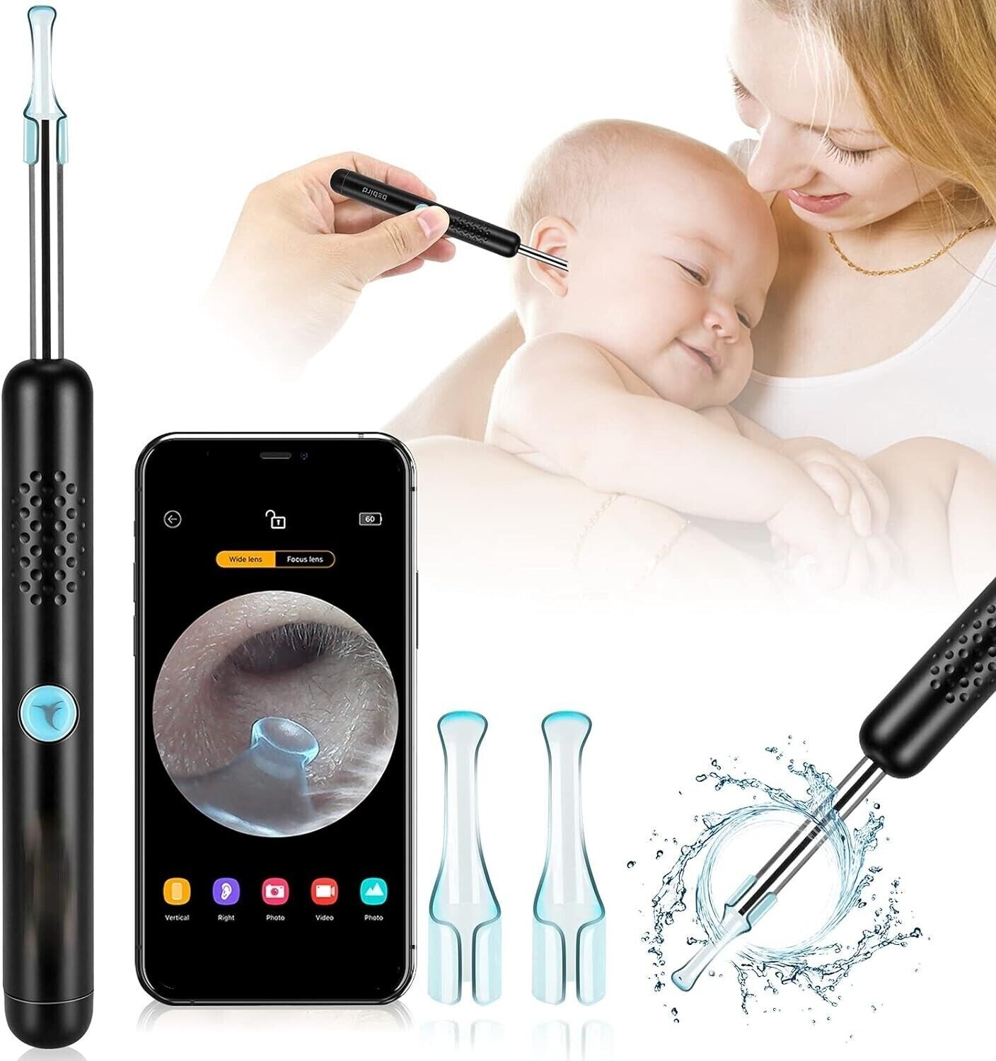 Ear Wax Removal Tool Cleaner with Camera and Led Lights with Built-in WiFi