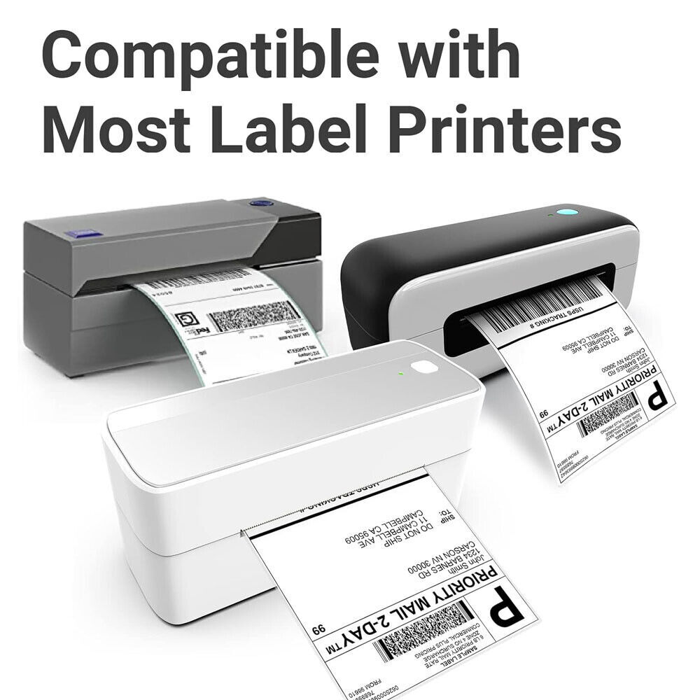 100 4″x6″ Fanfold Direct Thermal Shipping Barcode Labels for Zebra&Rollo Printer
