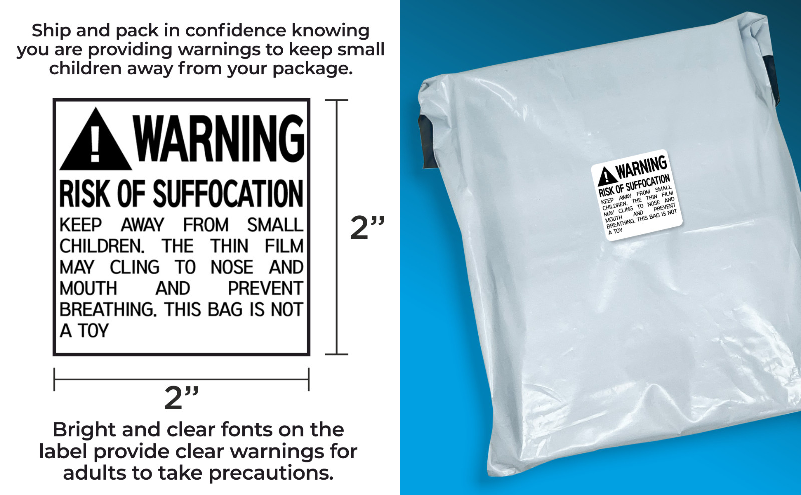 Innovative Haus 5 Rolls x 500 Labels (2,500 Total) Risk of Suffocation Warning