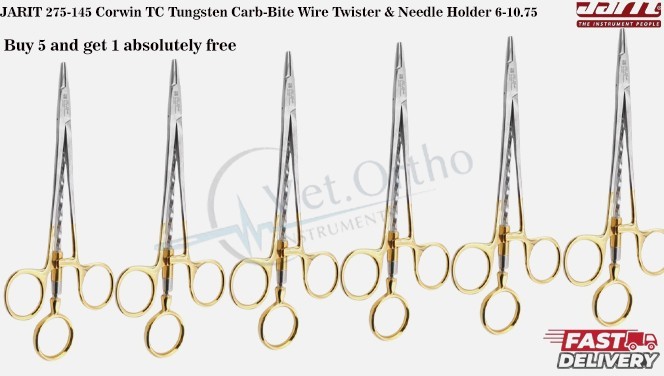 JARIT 275-145 Corwin TC Tungsten Carb-Bite Wire Twister & Needle Holder 6-10.75