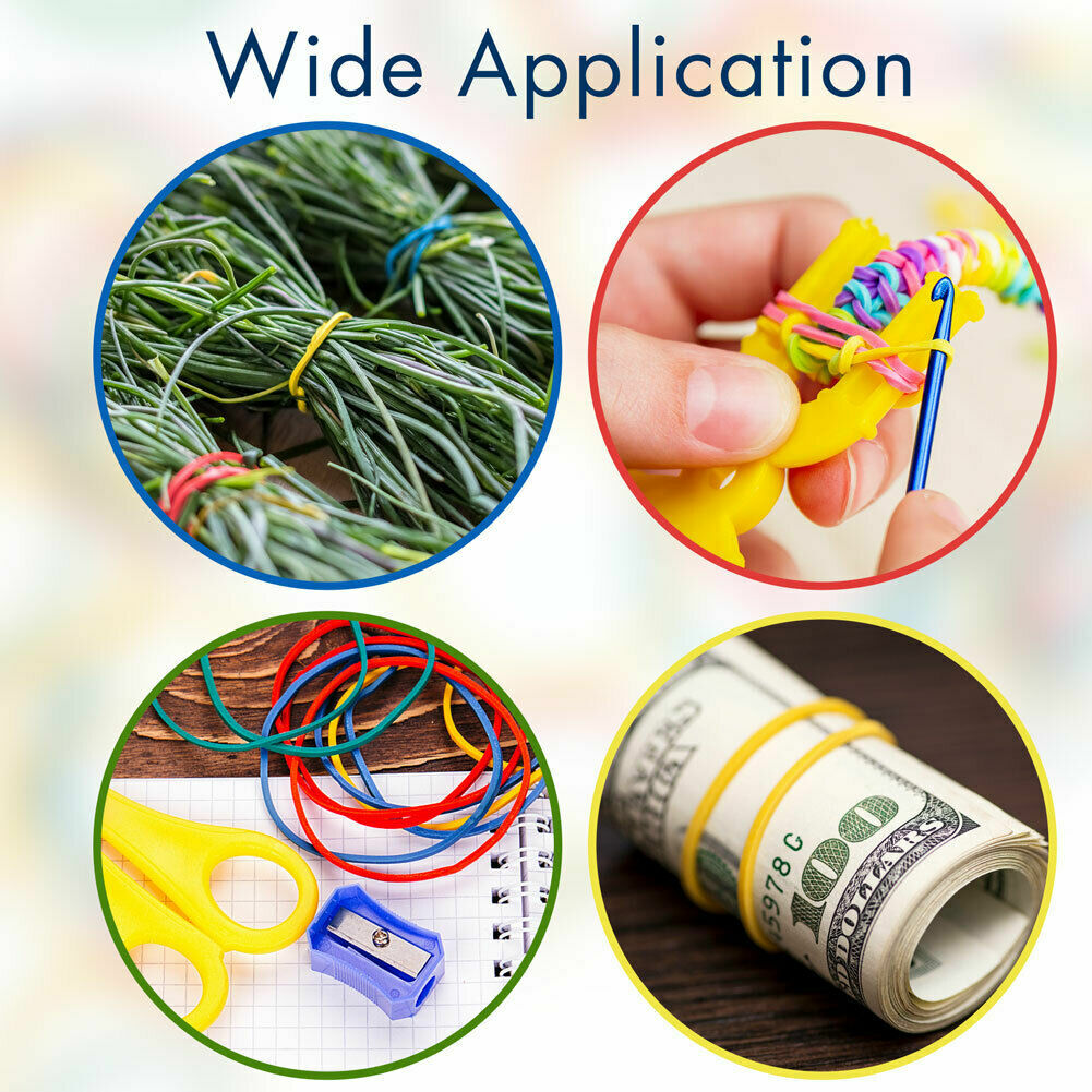 600 Multicolor Rubber Bands for School, Home, or Office Tie Dye, Office Supplies