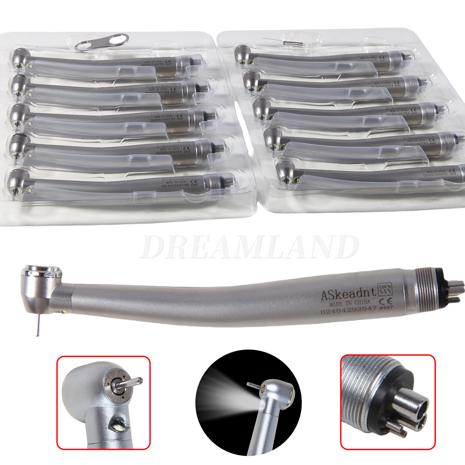 10 Dental PANA Max High Speed LED Handpieces NSK Type Internal Triple Spray Push