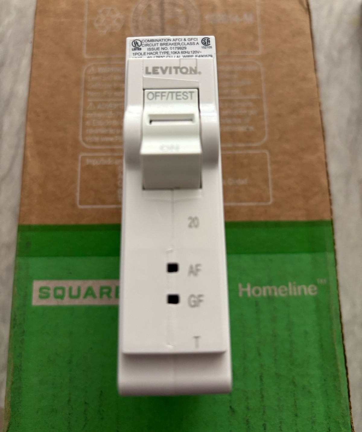 Leviton LB120-DFT 20A 1-Pole 120V Dual Function AFCI/GFCI Breaker White