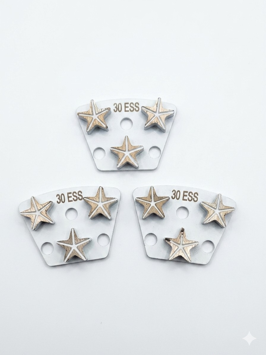 3 Pc High-Performance Trapezoid 30-Grit ESS Triple Star-Seg Diamond Grinding