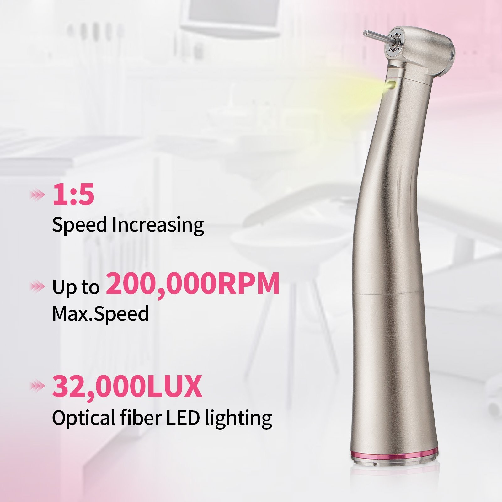 NSK Style Dental Brushless LED Micro Motor /1:5 Increasing LED Contra Angle NEW