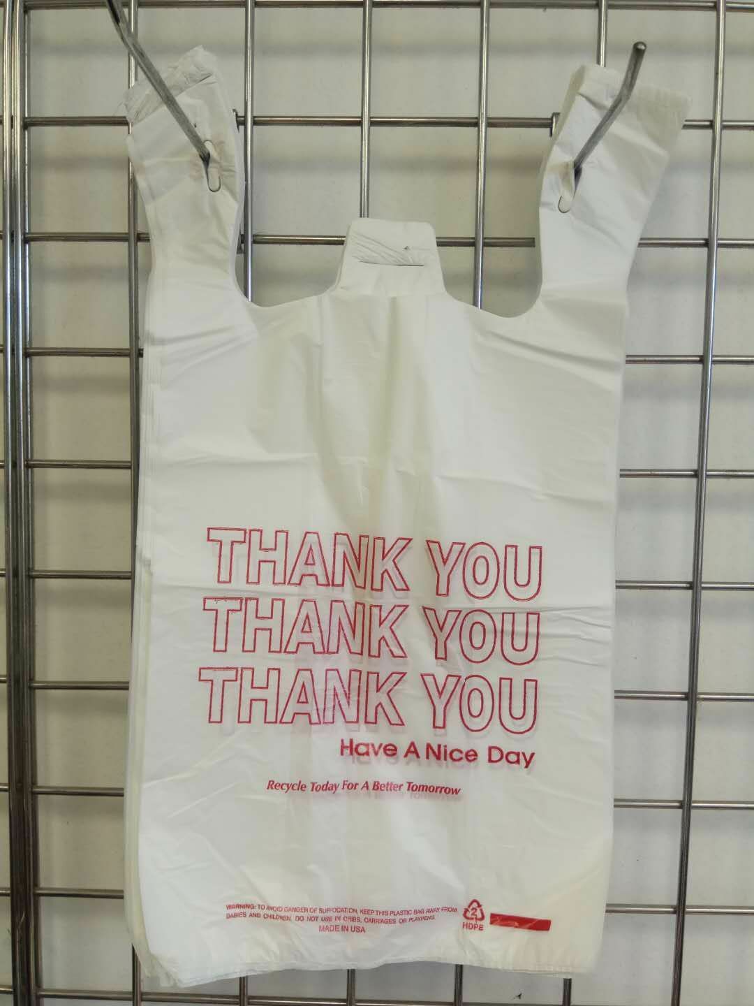 THANK YOU T-Shirt Bags 11.5″ x 6.5″ x 21″ White Plastic Shopping bag 50 – 1000