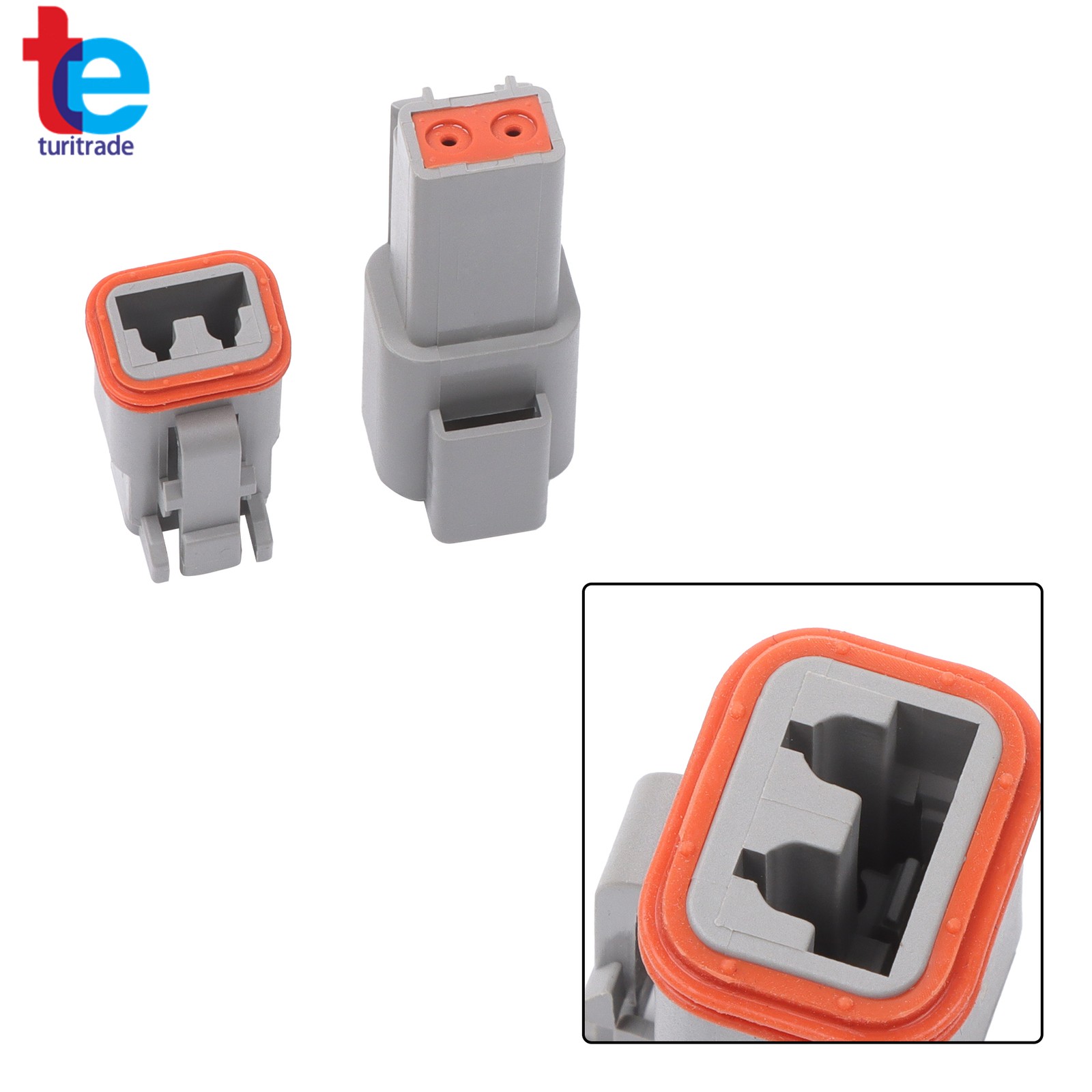 8 Sets 2 Pin Waterproof IP67 DT Connectors with Size 16 Solid Contacts 14-20AWG