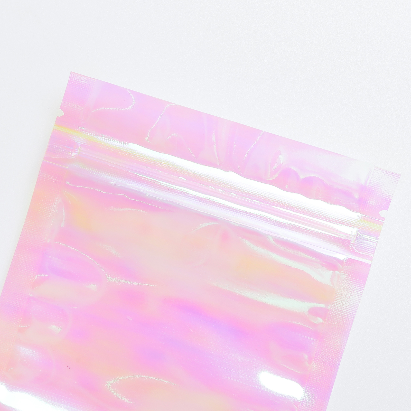 100 Transparent Pink Holographic Flat Beauty Sample Packaging Heat Sealable Bags