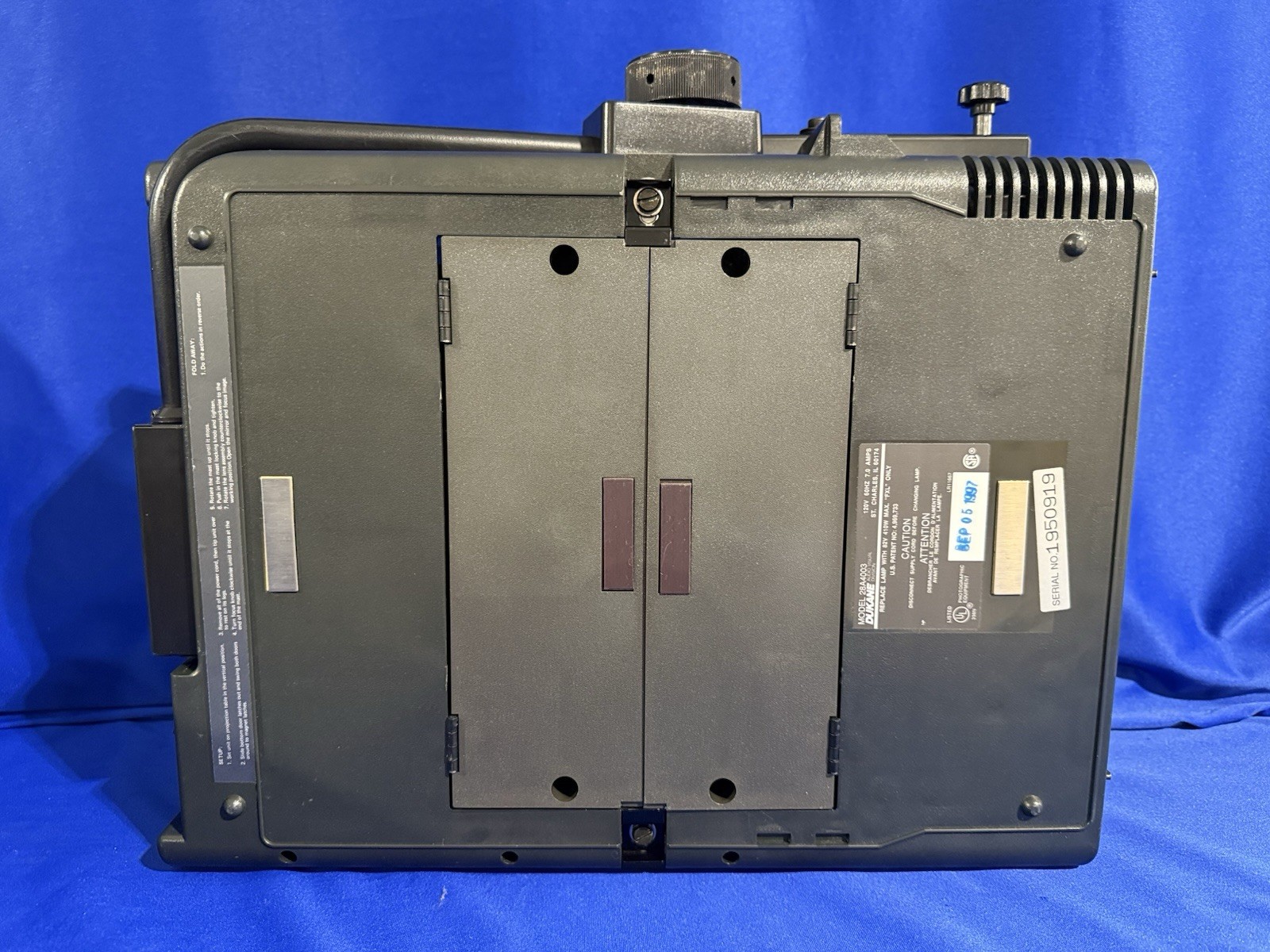 Dukane 4003 Overhead Projector 28A4003 Powers On – No Lamps – Buyer Pays to Ship