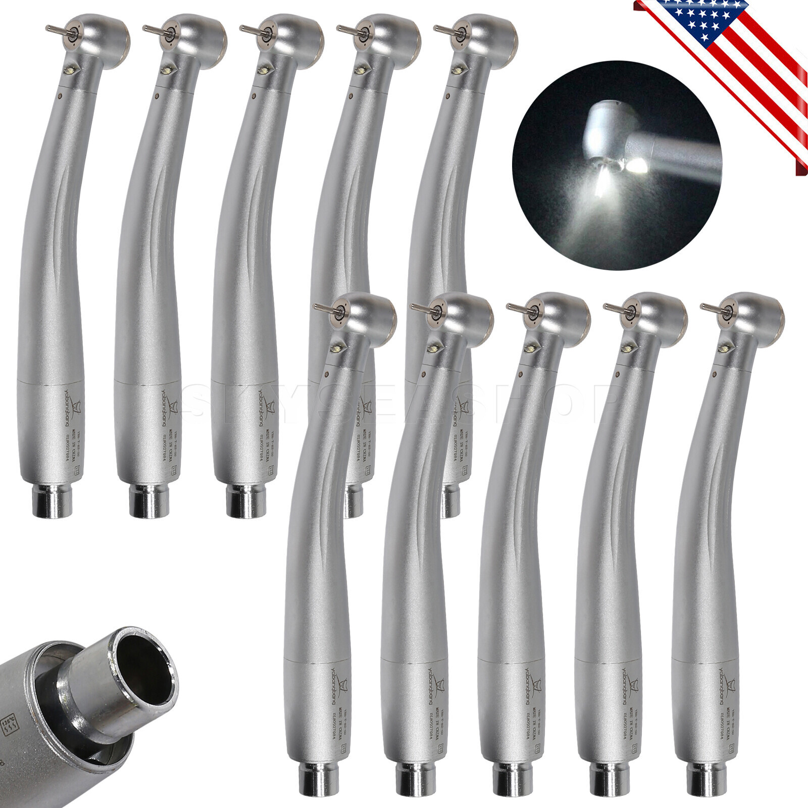 Dental High Speed Handpiece LED E-generator Turbine 3 way Spray fit NSK Coupler