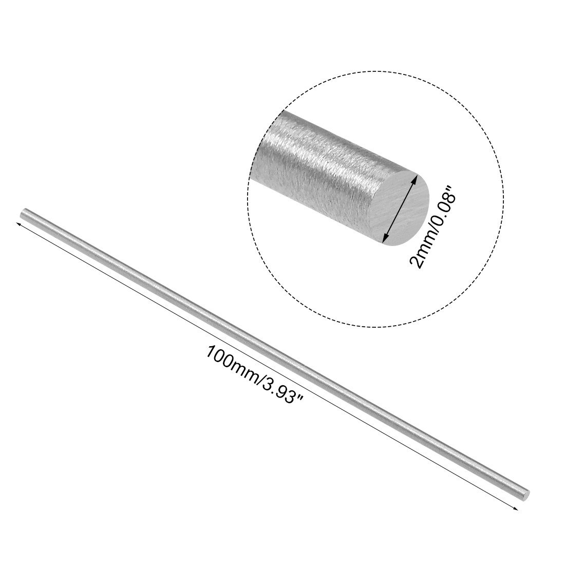 10 x Round Metal Rods 2mm x 100mm High Speed Steel (HSS) Lathe Bar Stock