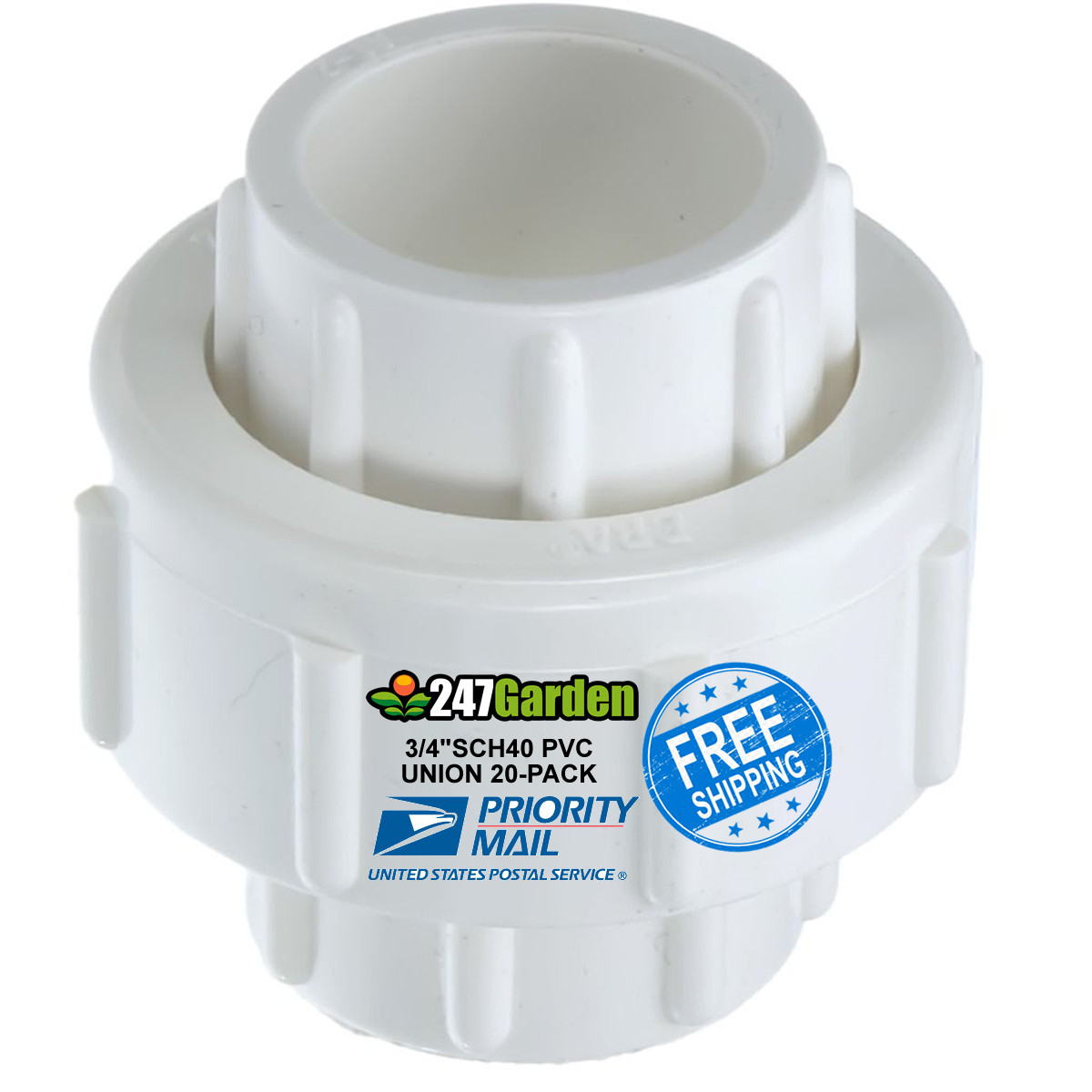 20-Pack 3/4 in. Schedule 40 PVC Unions w/ O-Ring Socket-Type Pipe Fittings