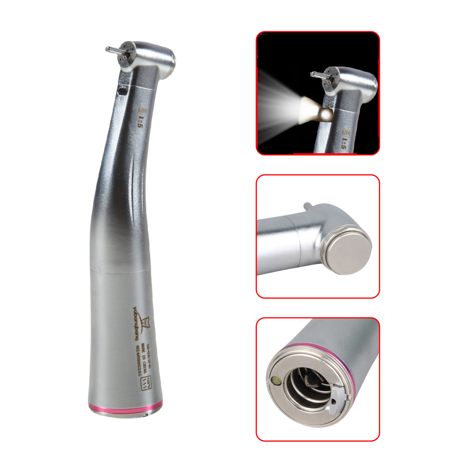 Dental 1:5 Fiber Optic LED Contra Angle Handpiece Internal four spray fit NSK ns