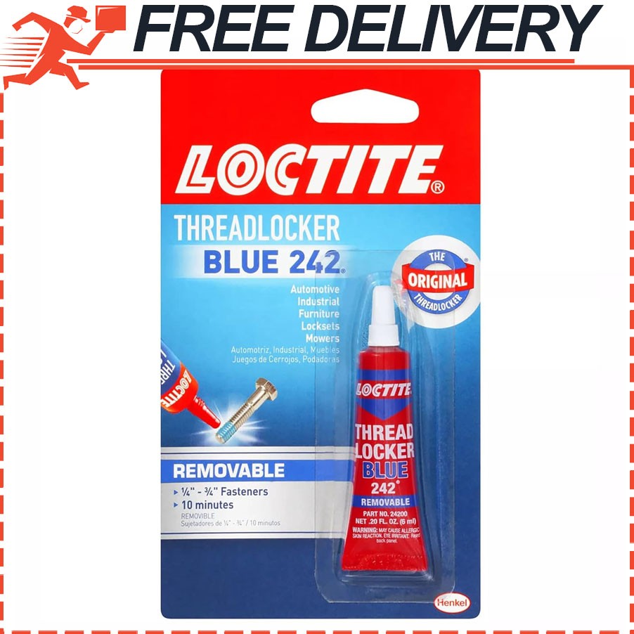 LockTite Thread-Locker Blue Bolt Metal Bonder 242 Lock Tight Removable New