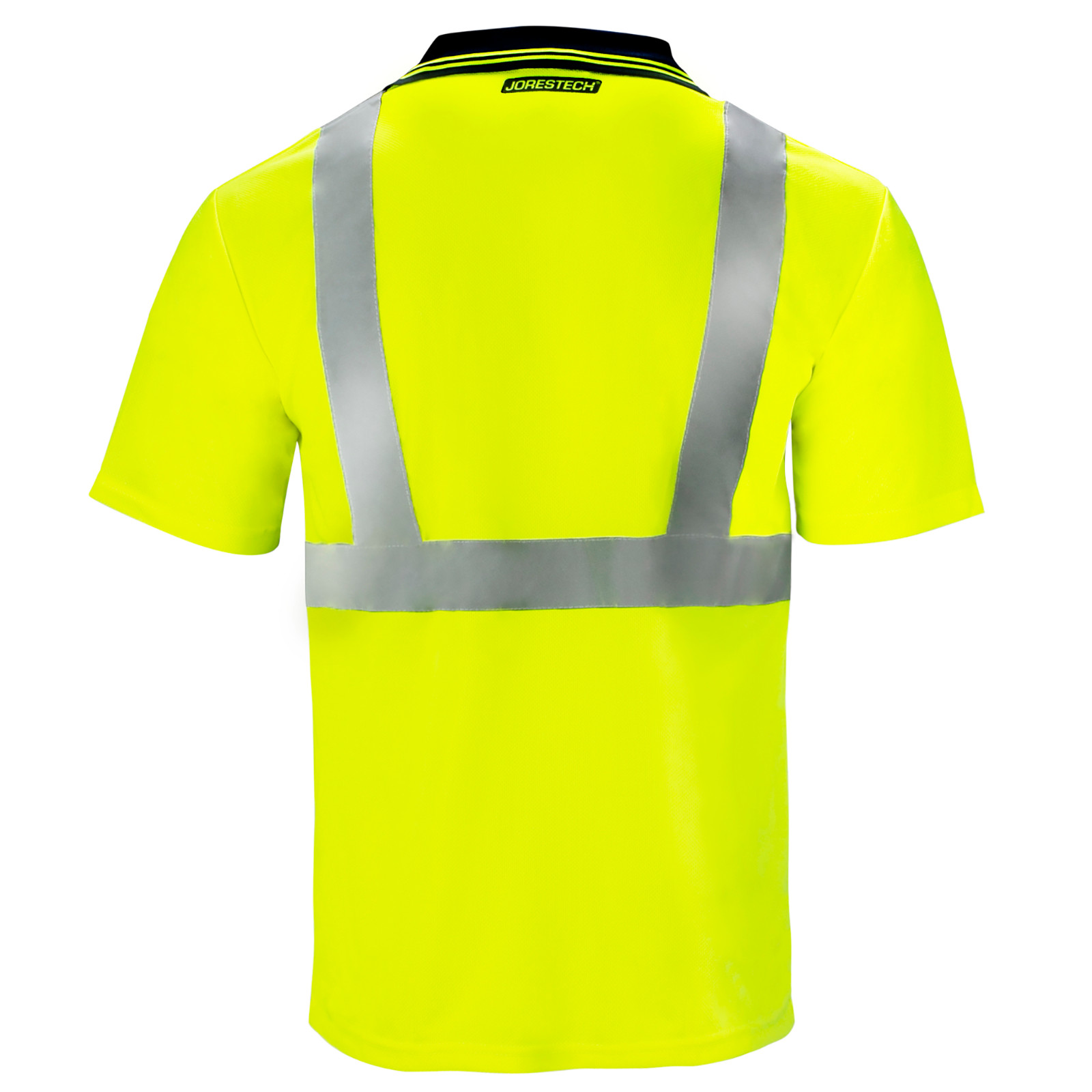 5 Pack Hi-Vis Lime Safety Workwear Short Sleeve Polo Shirt Top Reflective Tape
