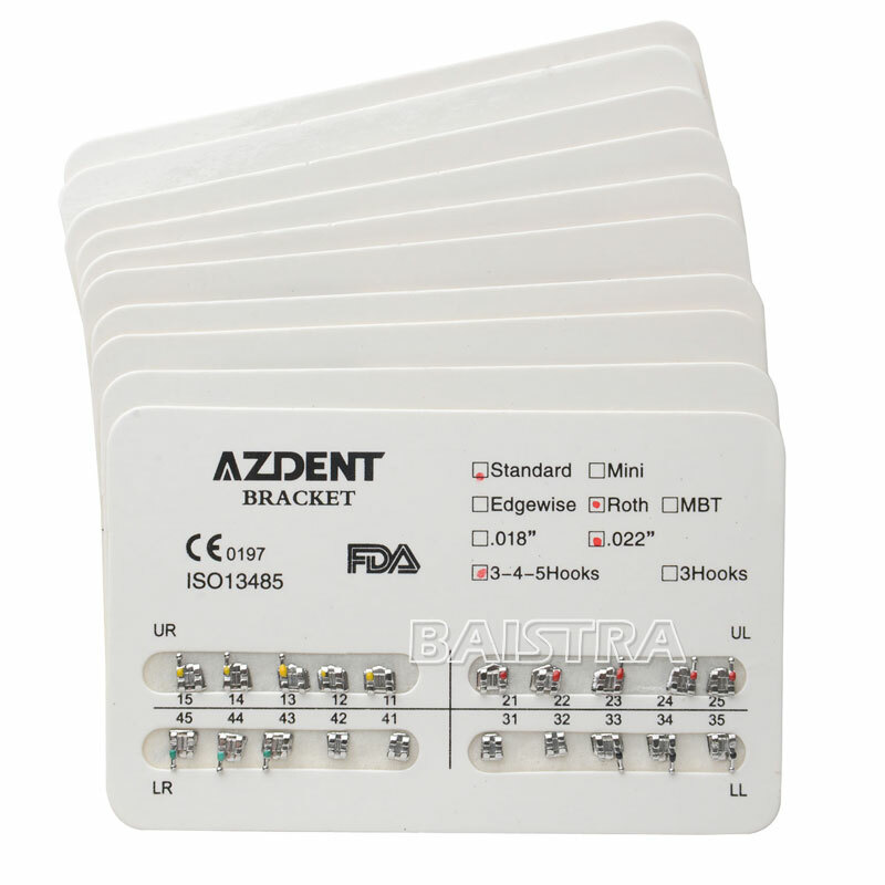 10 Packs Dental Orthodontic Bracket Braces Standard Roth .022 Hooks 3-4-5 AZDENT