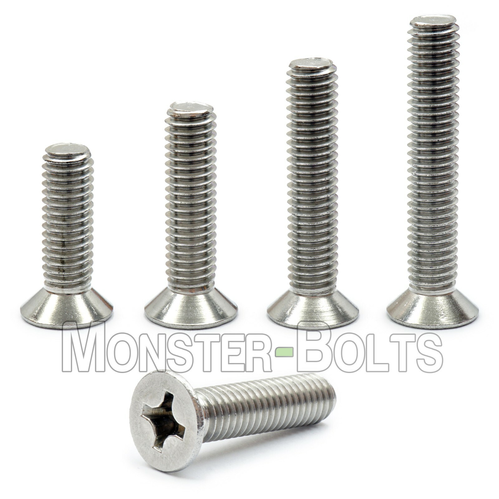 #6-32 Phillips Flat Head Machine Screws, 82° Countersunk A2 18-8 Stainless Steel