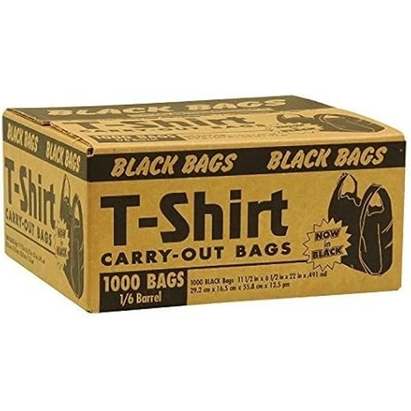 Black T-Shirt Carryout Bags (400 ct.) by Poly-America