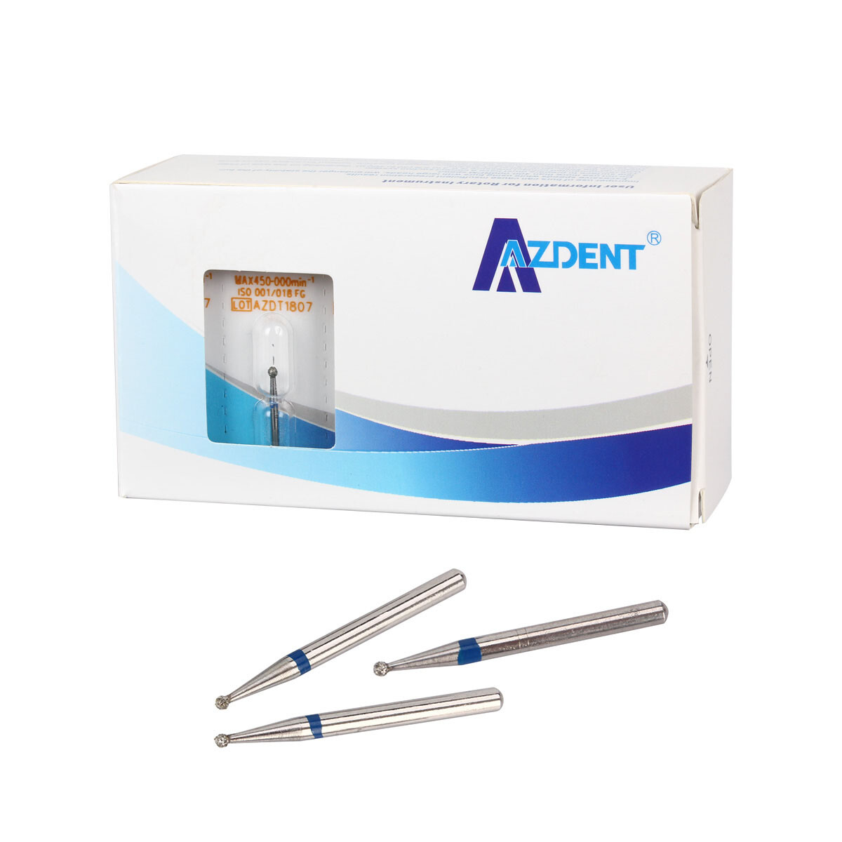 100 Types AZDENT Dental FG Diamond Burs Friction Grip for High Speed Handpiece