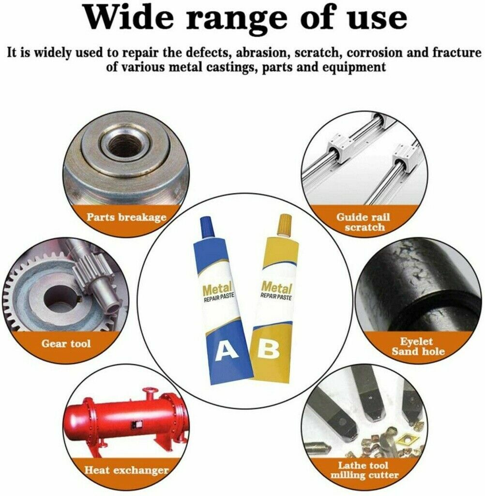 Industrial HEAT Resistance Cold Weld Auto Metal Repair Paste Adhesive Gel 100 gr