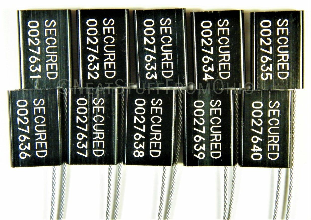 SECURITY SEALS, CABLE SEALS, ALL-METAL, TEN SEALS, BLACK, GREAT PRICE 👈
