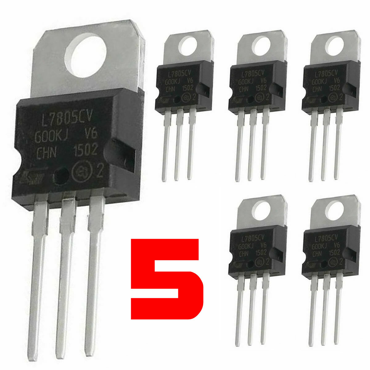 5 x LM7805 L7805 7805 IC Positive Voltage Regulator 5V 1.5A TO-220 USA